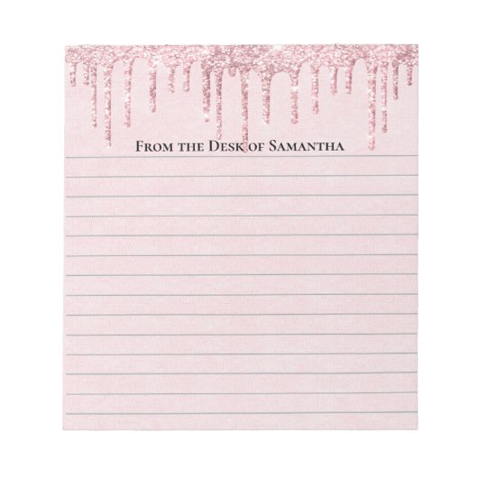 Persoonlijke Roze Druppelende Glitters Modieuze Ge Notitieblok (Voorkant)