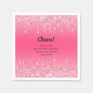 Persoonlijke Roze Druppelende Glitters Trendige Tr Servet