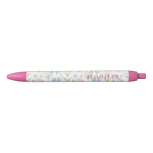 Persoonlijke Roze en Blauwe Grandmillennial Bloeme Rode Inkt Pen