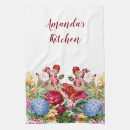 Persoonlijke Roze en Blauwe Hortensia Bloemen  Theedoek
