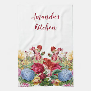 Persoonlijke Roze en Blauwe Hortensia Bloemen Theedoek