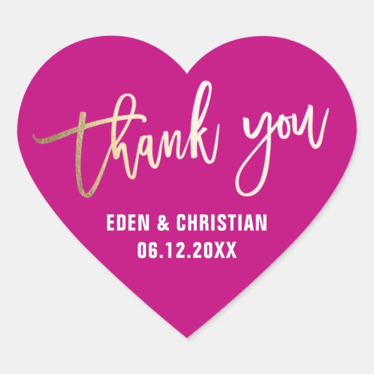 Persoonlijke Roze en Goud Hart Sticker (Voorkant)