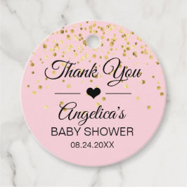 Persoonlijke Roze en Gouden Bruids Baby Shower Bedankjes Labels