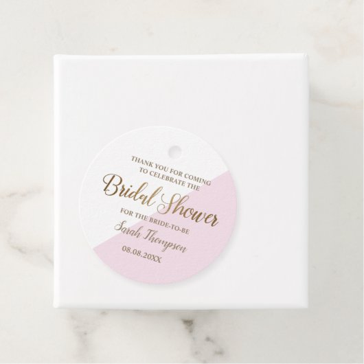 Persoonlijke Roze en Gouden Moderne Bruidsdouche Bedankjes Labels (In situ)