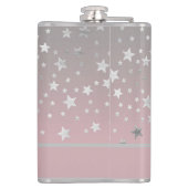 Persoonlijke Roze En Grijs Sterren Stijlvol Chic  Heupfles (Achterkant)