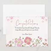 Persoonlijke Roze en Groene Aquarel Baby Shower (Voorkant / Achterkant)