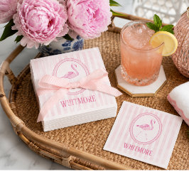 Persoonlijke Roze Flamingo Preppy Papieren Servet