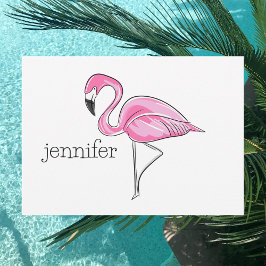 Persoonlijke Roze Flamingo / Preppy Tropisch Notitiekaartje