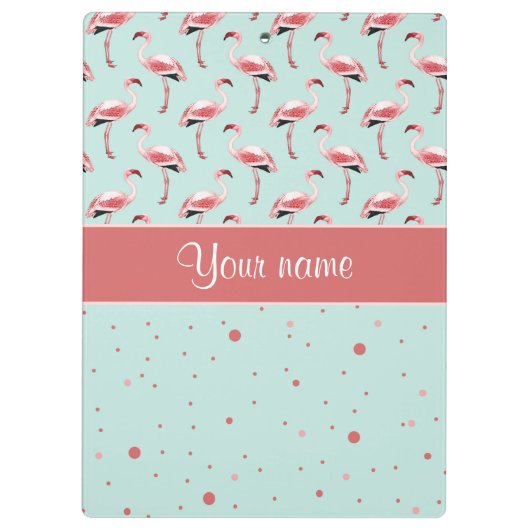 Persoonlijke roze flamingos Polka Dots Klembord (Achterkant)
