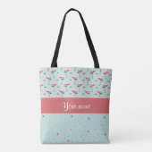 Persoonlijke roze flamingos Polka Dots Tote Bag (Achterkant)