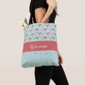 Persoonlijke roze flamingos Polka Dots Tote Bag (Dichtbij)
