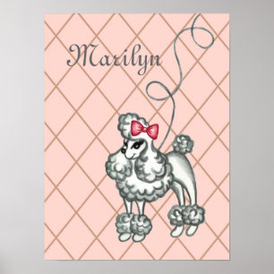 Persoonlijke Roze Franse Poodle Muur Kunstprint Poster
