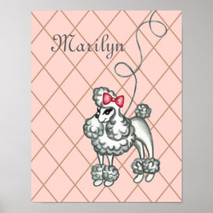 Persoonlijke Roze Franse Poodle Muur Kunstprint Poster