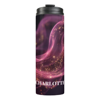 Persoonlijke Roze Galaxy Glitter Naam Op Maat Thermosbeker