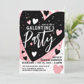 Persoonlijke roze galentine's Day Dinner Party Kaart (Staand voorkant)
