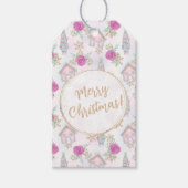 Persoonlijke Roze Gemberkoek Kerstmis Cadeaulabel (Voorkant)