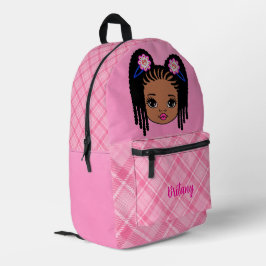 Persoonlijke roze geruite babymeisjesrugzak met be bedrukte rugzak