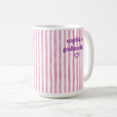 Persoonlijke Roze Gestreepte Peetmoeder Koffiemok (Voorkant rechts)
