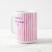 Persoonlijke Roze Gestreepte Peetmoeder Koffiemok (Voorkant links)