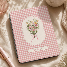 Persoonlijke roze gingham bloemen Cottagecore 