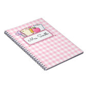 Persoonlijke Roze Gingham Leraar Notitieboek (Rechterzijde)