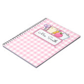 Persoonlijke Roze Gingham Leraar Notitieboek (Linkerzijde)