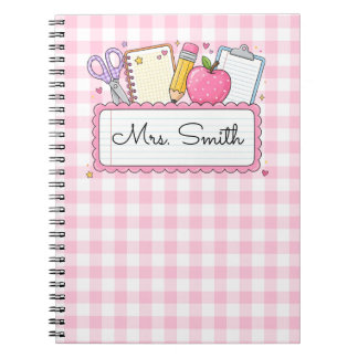 Persoonlijke Roze Gingham Leraar Notitieboek
