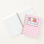 Persoonlijke Roze Gingham Leraar Notitieboek (Binnen)