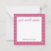 Persoonlijke roze gingham notitiekaartje (Voorkant)