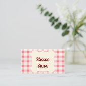 Persoonlijke Roze Gingham Visitekaartje | Aangepas (Staand voorkant)