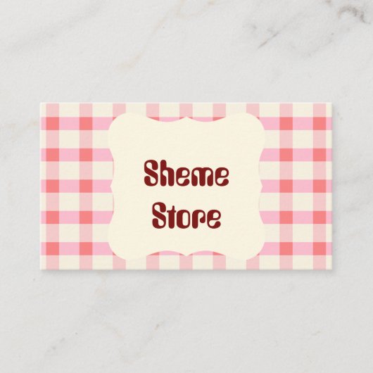 Persoonlijke Roze Gingham Visitekaartje | Aangepas (Voorkant)