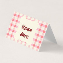 Persoonlijke Roze Gingham Vouw Visitekaart