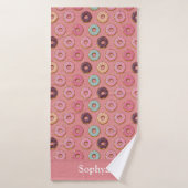 Persoonlijke Roze Glitter Donut Badhanddoek (Badhanddoek)