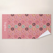 Persoonlijke Roze Glitter Donut Badhanddoek (Badhanddoek)