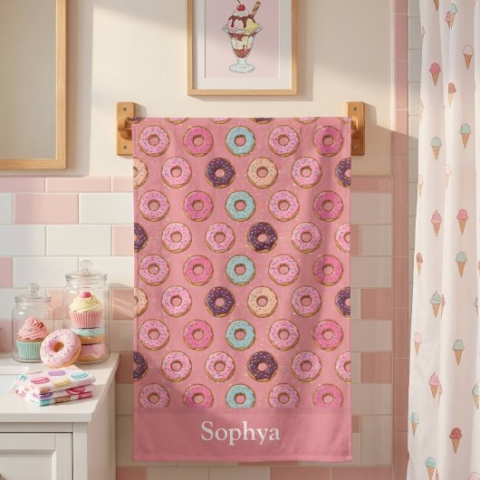 Persoonlijke Roze Glitter Donut Badhanddoek