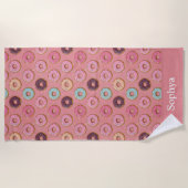 Persoonlijke Roze Glitter Donut Strandlaken (Voorkant)