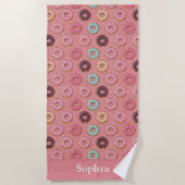 Persoonlijke Roze Glitter Donut Strandlaken (Voorkant)