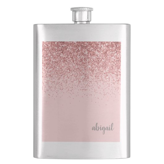 Persoonlijke Roze Glitter Initialen Naam Flacon (Voorkant)