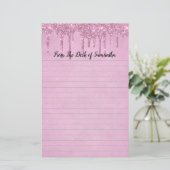 Persoonlijke Roze Glitter Lijnen  Briefpapier (Staand voorkant)