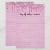 Persoonlijke Roze Glitter Lijnen  Briefpapier (Voorkant / Achterkant)