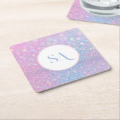 Persoonlijke Roze Glitter Papieren Onderzetters (Schuin)