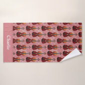 Persoonlijke Roze Glitter Viool Badhanddoek (Badhanddoek)