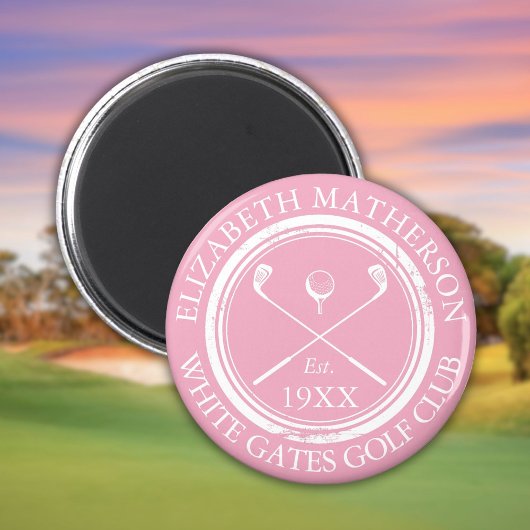 Persoonlijke Roze Golfclubnaam Magneet