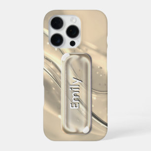 Persoonlijke Roze Goud Glas UI Knop Naam iPhon iPhone 16 Pro Hoesje