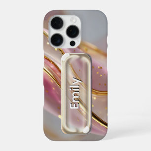 Persoonlijke Roze Goud Glas UI Knop Naam iPhone 16 Pro Hoesje
