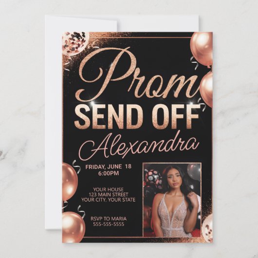 Persoonlijke Roze Gouden Afscheid Prom Doe-Het-Zel Kaart (Voorkant)