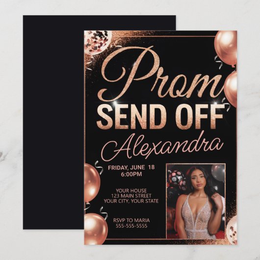 Persoonlijke Roze Gouden Afscheid Prom Doe-Het-Zel Kaart (Voorkant / Achterkant)