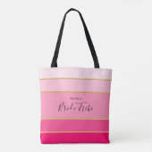Persoonlijke Roze & Gouden gestreepte 'Bride Tribe Tote Bag (Achterkant)