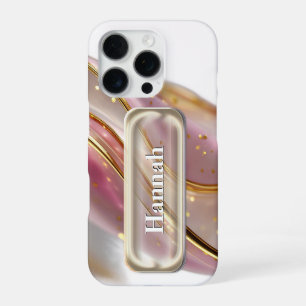 Persoonlijke Roze Gouden Glazen UI-knopnaam iPhone 16 Pro Hoesje
