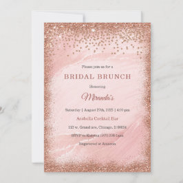 Persoonlijke Roze Gouden Glitter Bruidsbrunch Kaart